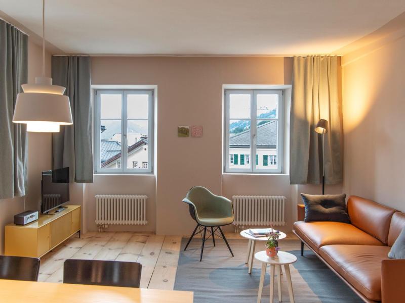 Wohnzimmer Ferienwohnung Chasa Fent Sent